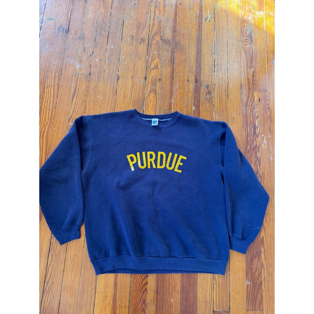 Vintage Russell Athletic Purdue University Sweatshirt Navy Blue XL NCAA Crewneck